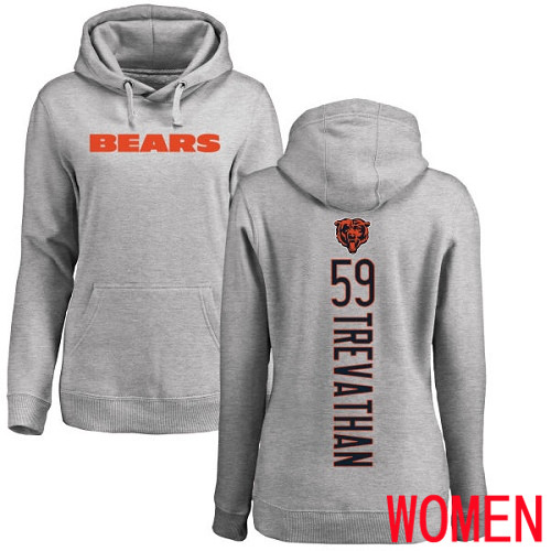 Chicago Bears Ash Women Danny Trevathan Backer NFL Football 59 Pullover Hoodie Sweatshirts